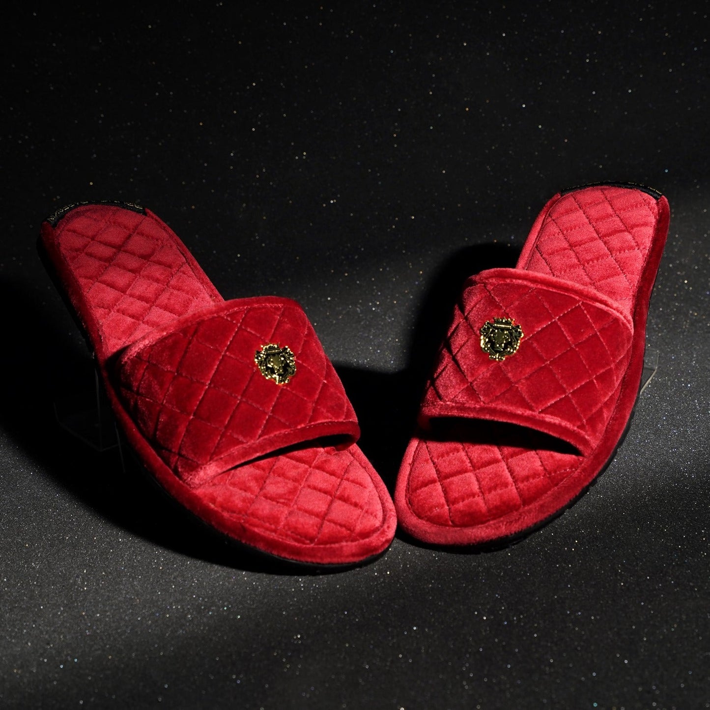 Super Soft Slide-in Slippers in Red Italian Velvet