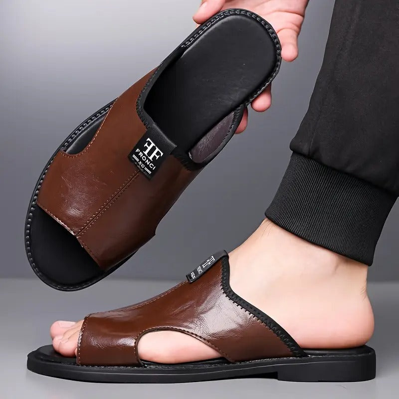 Summer New Casual Men'S Microfiber Slip-On Sandals, Breathable, Lightweight, Open Toe, All-Season, Hiking & Outdoor, Daily & Casual, Vacation