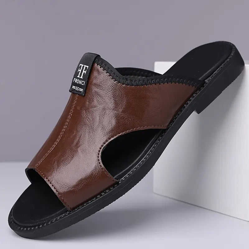 Summer New Casual Men'S Microfiber Slip-On Sandals, Breathable, Lightweight, Open Toe, All-Season, Hiking & Outdoor, Daily & Casual, Vacation