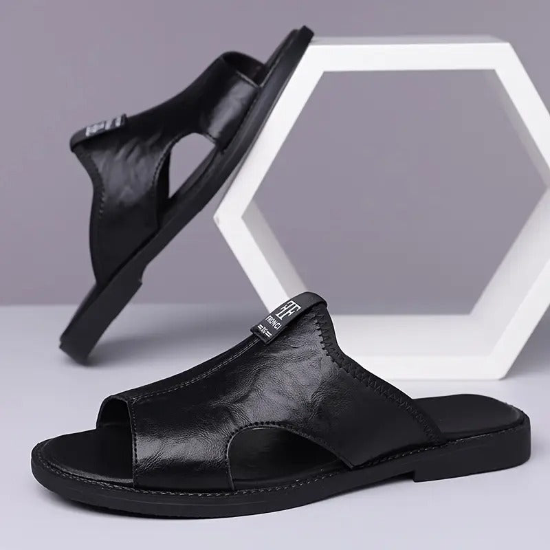 Summer New Casual Men'S Microfiber Slip-On Sandals, Breathable, Lightweight, Open Toe, All-Season, Hiking & Outdoor, Daily & Casual, Vacation