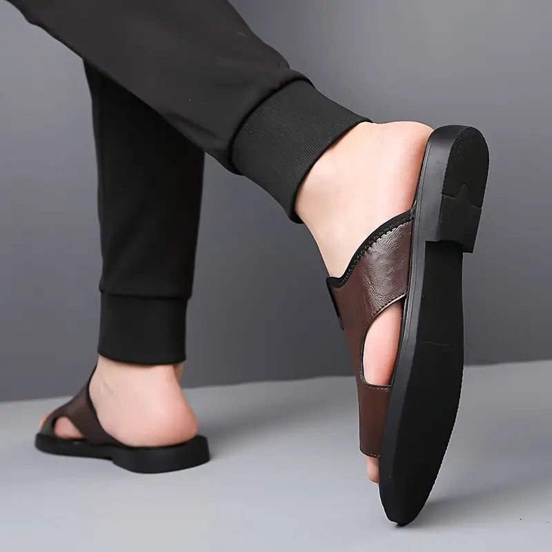 Summer New Casual Men'S Microfiber Slip-On Sandals, Breathable, Lightweight, Open Toe, All-Season, Hiking & Outdoor, Daily & Casual, Vacation