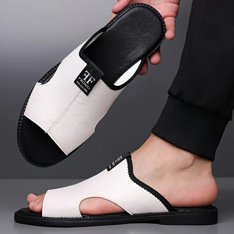 Summer New Casual Men'S Microfiber Slip-On Sandals, Breathable, Lightweight, Open Toe, All-Season, Hiking & Outdoor, Daily & Casual, Vacation