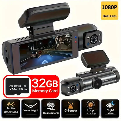 1080P Dual Camera, Dash Cam For Cars, Front And Inside, Car Camera With IR Night Vision