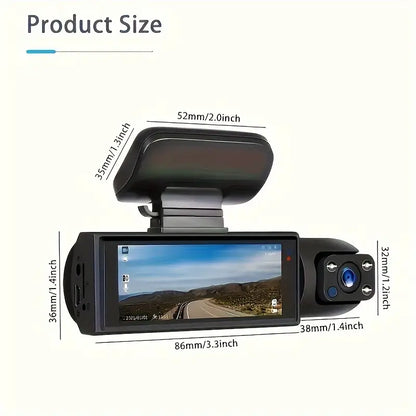 1080P Dual Camera, Dash Cam For Cars, Front And Inside, Car Camera With IR Night Vision