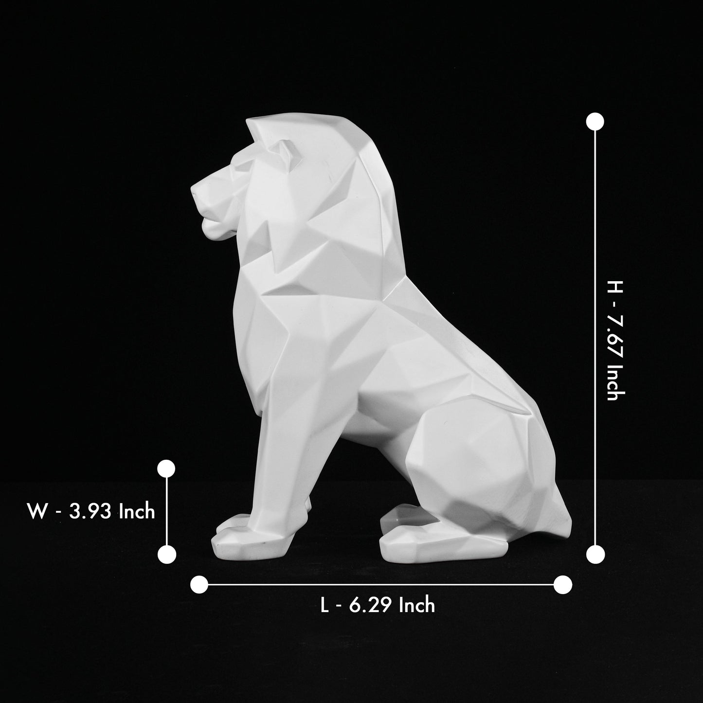 Stylized Geometric Sitting Lion Figurine