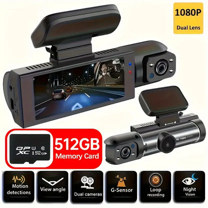 1080P Dual Camera, Dash Cam For Cars, Front And Inside, Car Camera With IR Night Vision