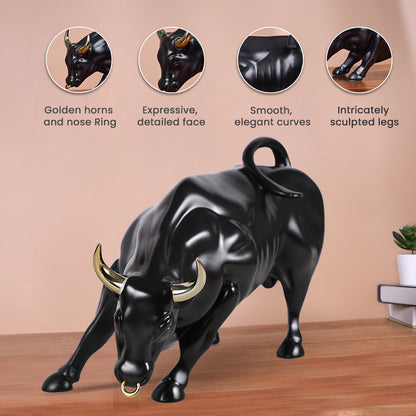 Abstract Art Charging Bull Figurine