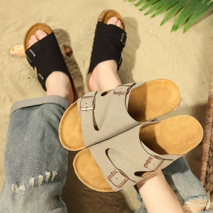 Non-Slip Adjustable Double Buckle Slide Sandals