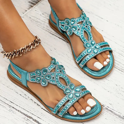 Women's Jeweled Soft TPR Sole Sandals – Elegant Comfort for Summer