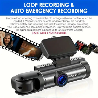 1080P Dual Camera, Dash Cam For Cars, Front And Inside, Car Camera With IR Night Vision