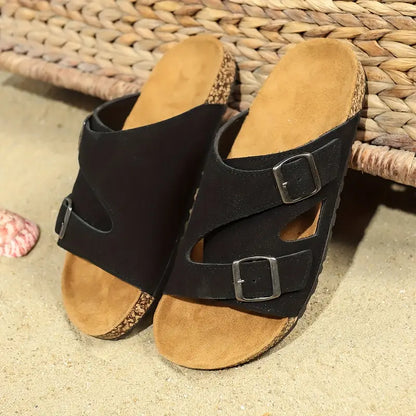 Non-Slip Adjustable Double Buckle Slide Sandals
