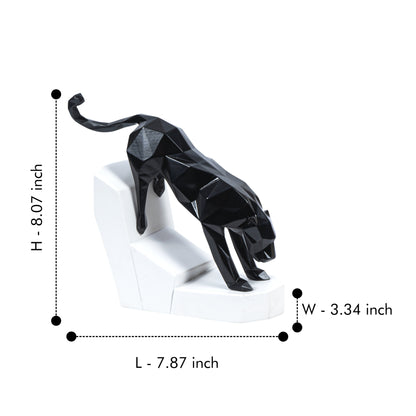 Modern Geometric Leaping Jaguar Figurine