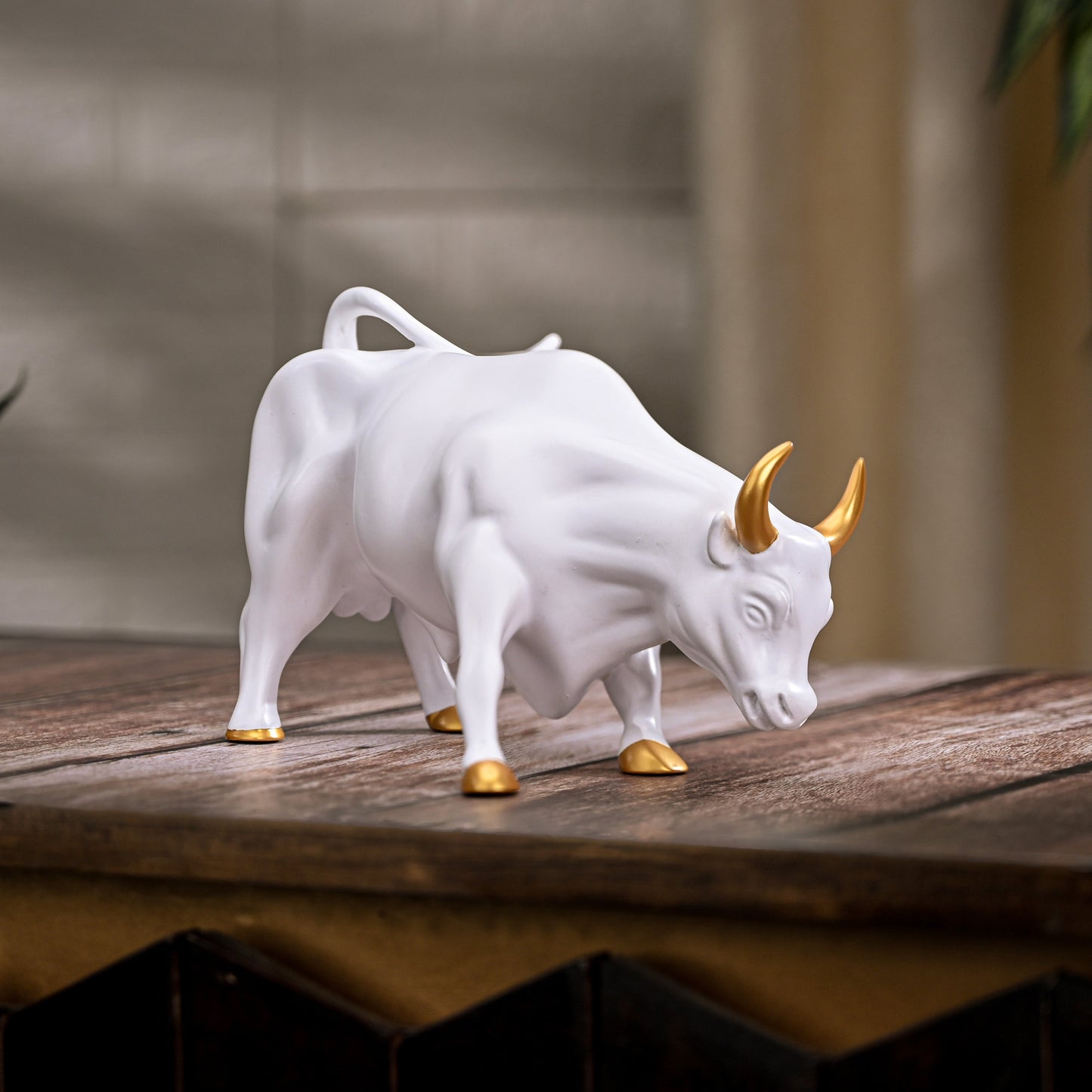 Abstract Art Charging Bull Figurine Small