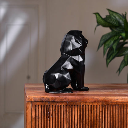 Stylized Geometric Sitting Lion Figurine