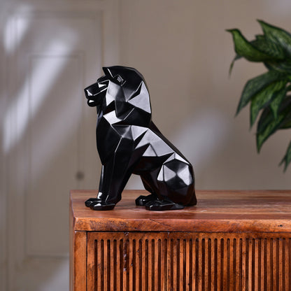 Stylized Geometric Sitting Lion Figurine