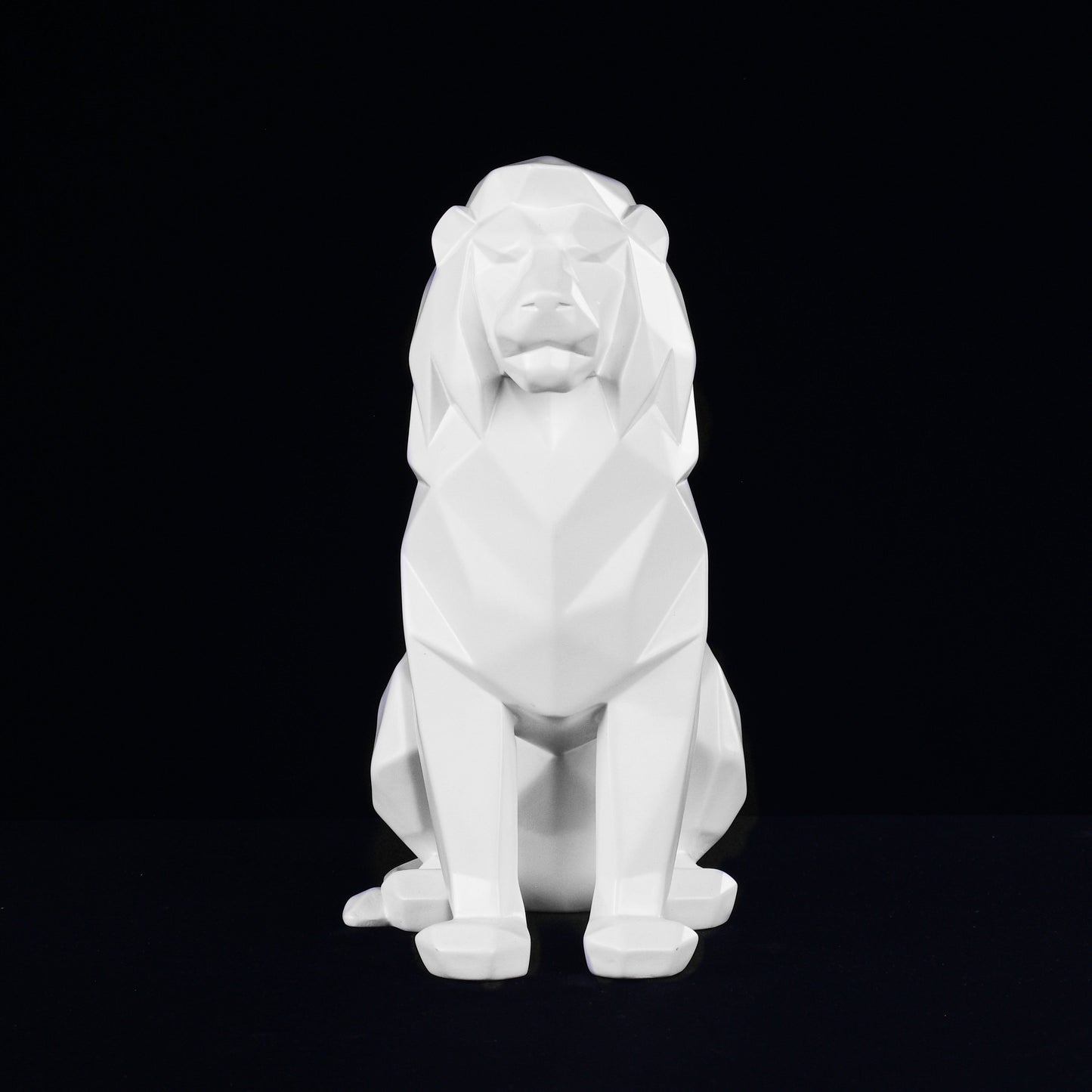 Stylized Geometric Sitting Lion Figurine