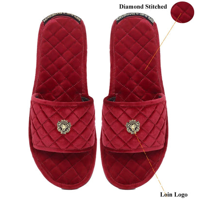 Super Soft  Slide-in Slippers in Red Italian Velvet