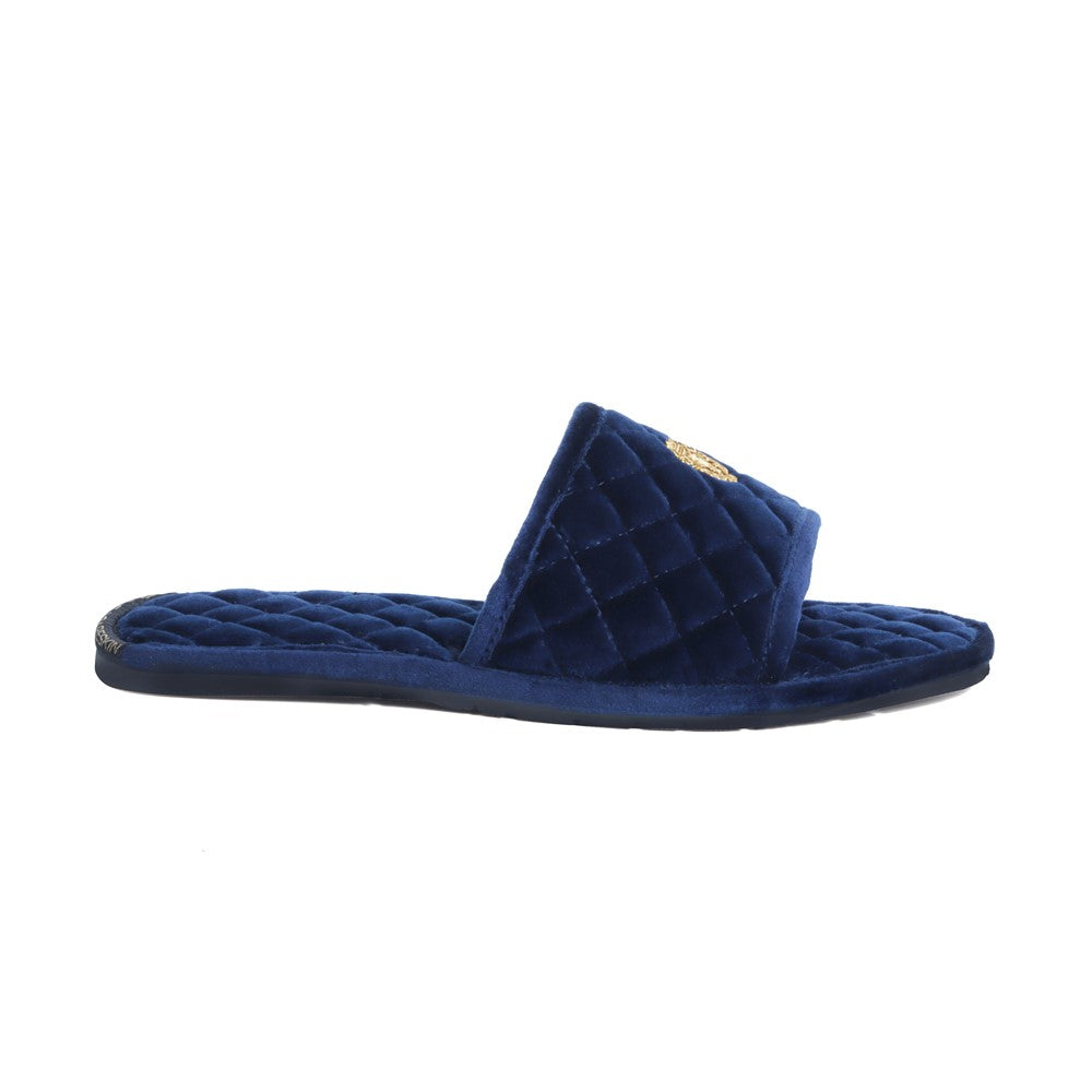 Super Soft Slide-in Slippers in Blue Italian Velvet