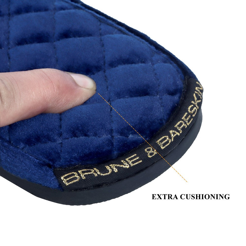 Super Soft Slide-in Slippers in Blue Italian Velvet
