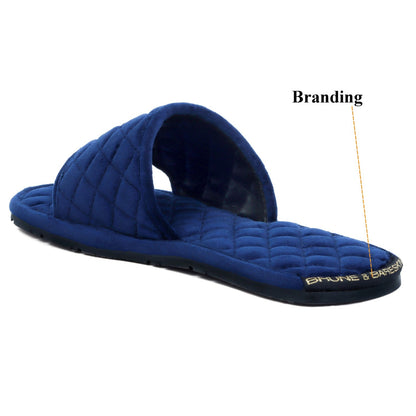 Super Soft Slide-in Slippers in Blue Italian Velvet