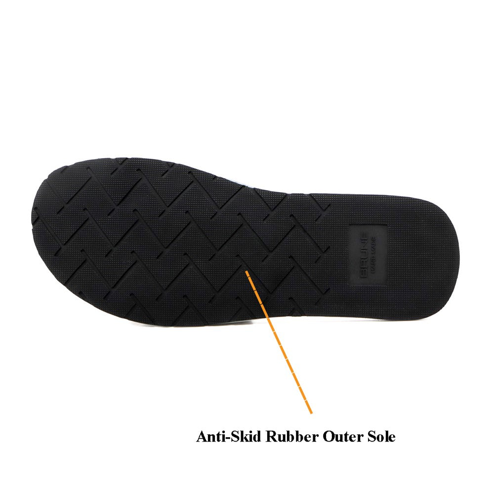 Black Suede Leather Strap Slide-in Slippers