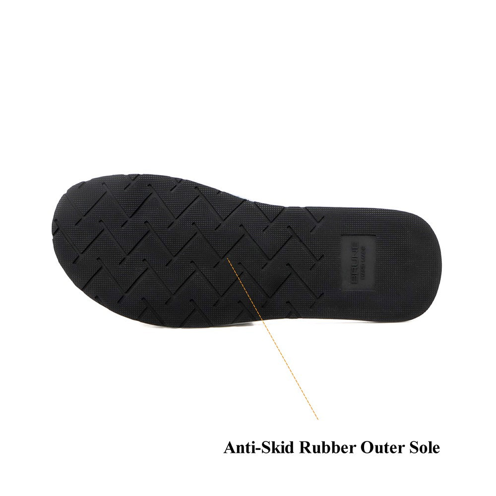 Contrasting Strap Slide-in Slippers with Orange Suede Leather