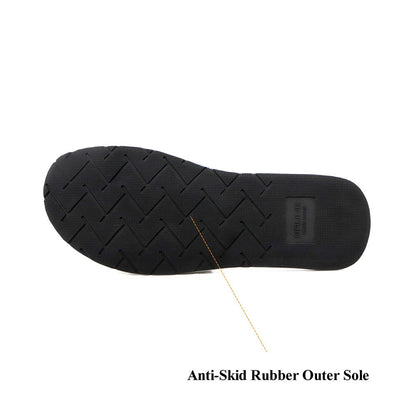 Contrasting Strap Slide-in Slippers with Orange Suede Leather