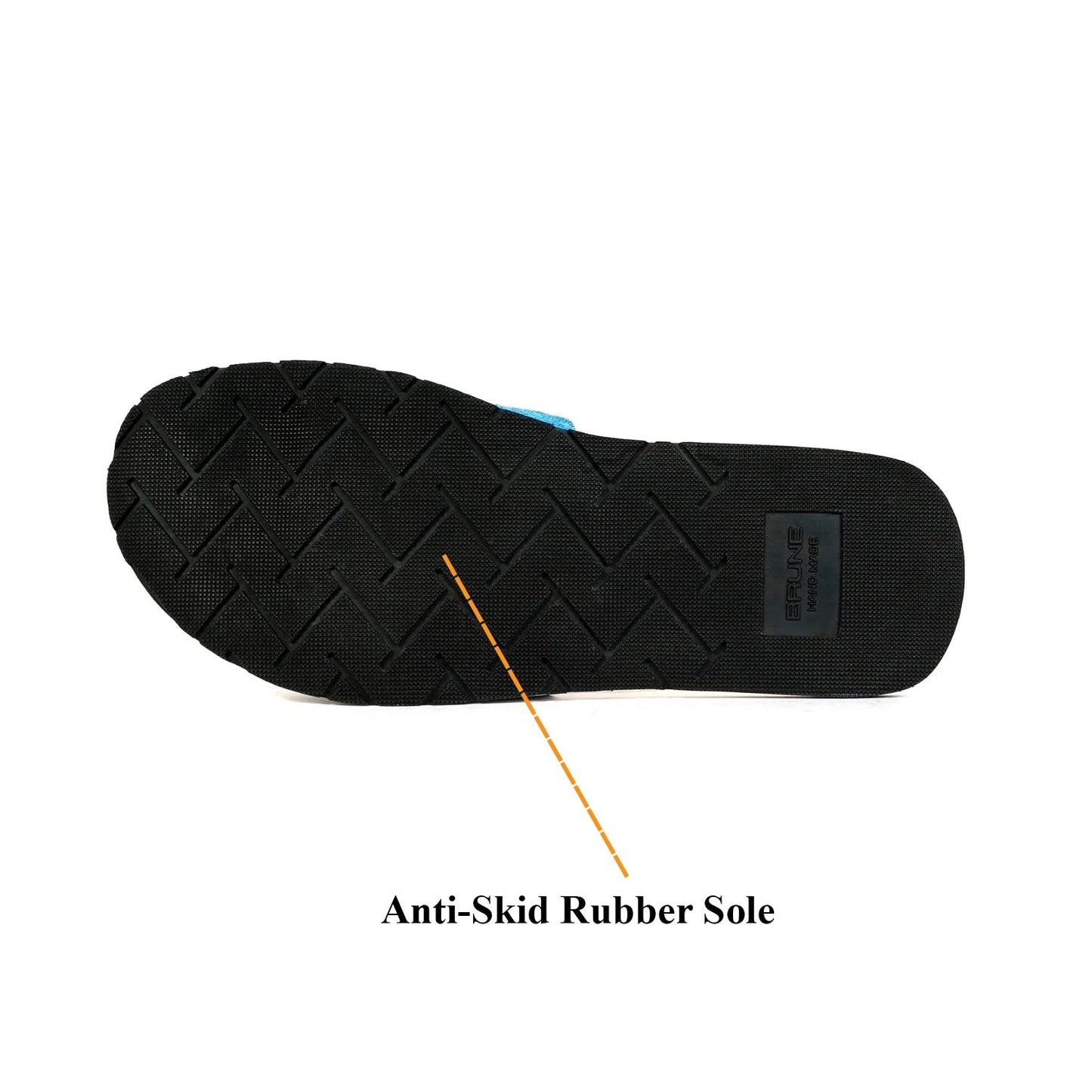 Blue Suede Strap White Leather Slide-in Slippers
