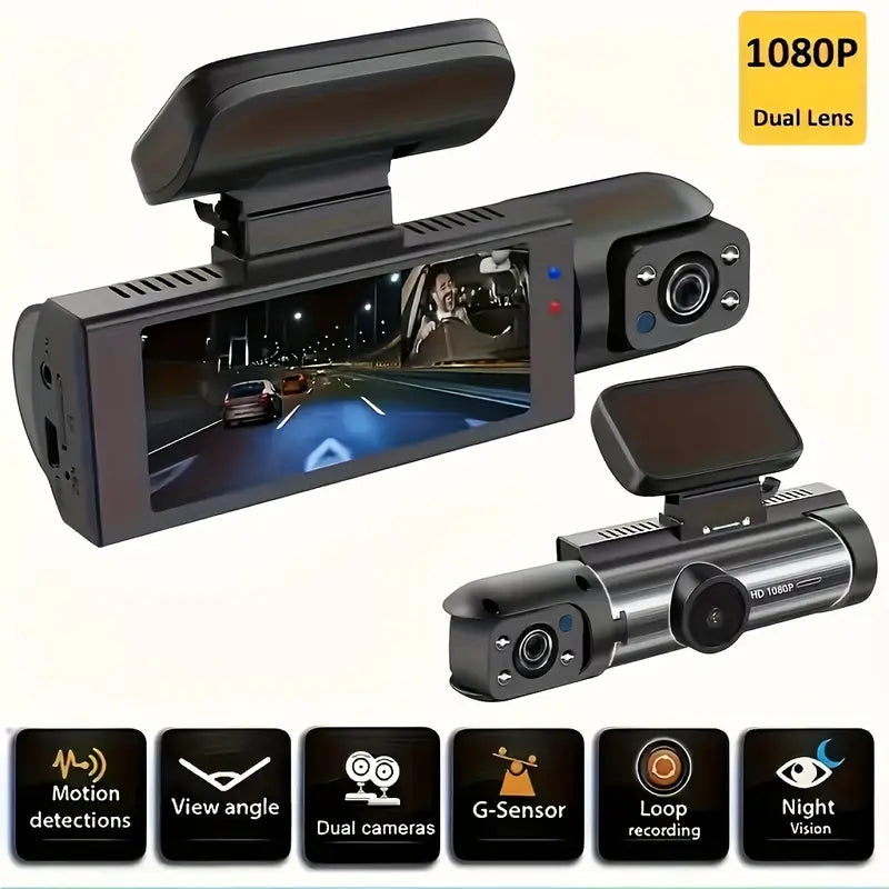 1080P Dual Camera, Dash Cam For Cars, Front And Inside, Car Camera With IR Night Vision