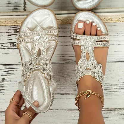 Women's Jeweled Soft TPR Sole Sandals – Elegant Comfort for Summer