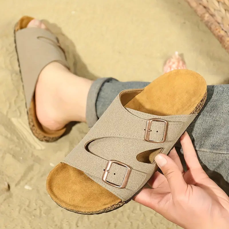 Non-Slip Adjustable Double Buckle Slide Sandals