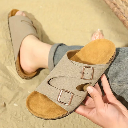 Non-Slip Adjustable Double Buckle Slide Sandals