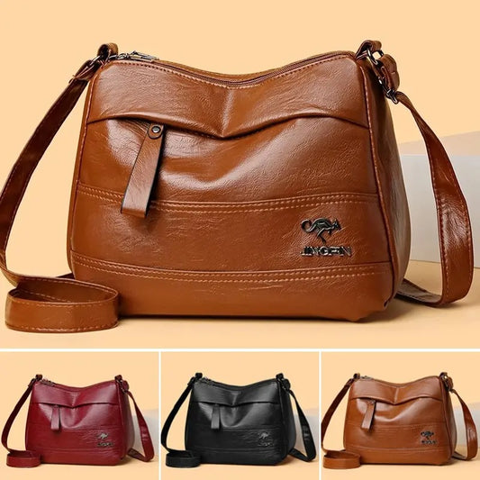 Retro large-capacity multi-layer shoulder bag | fashionable and versatile