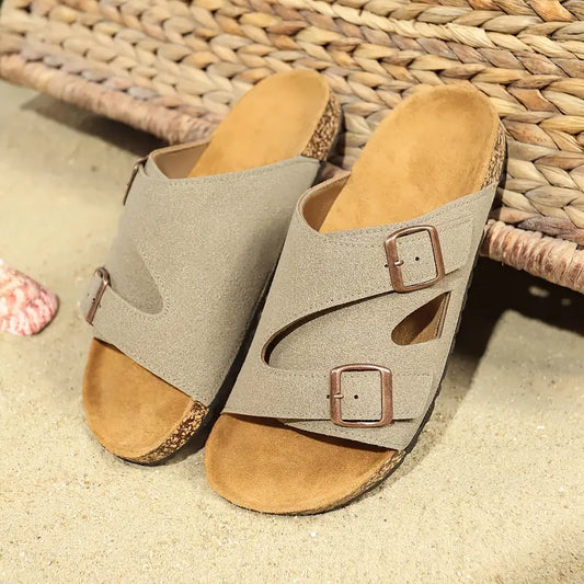 Non-Slip Adjustable Double Buckle Slide Sandals
