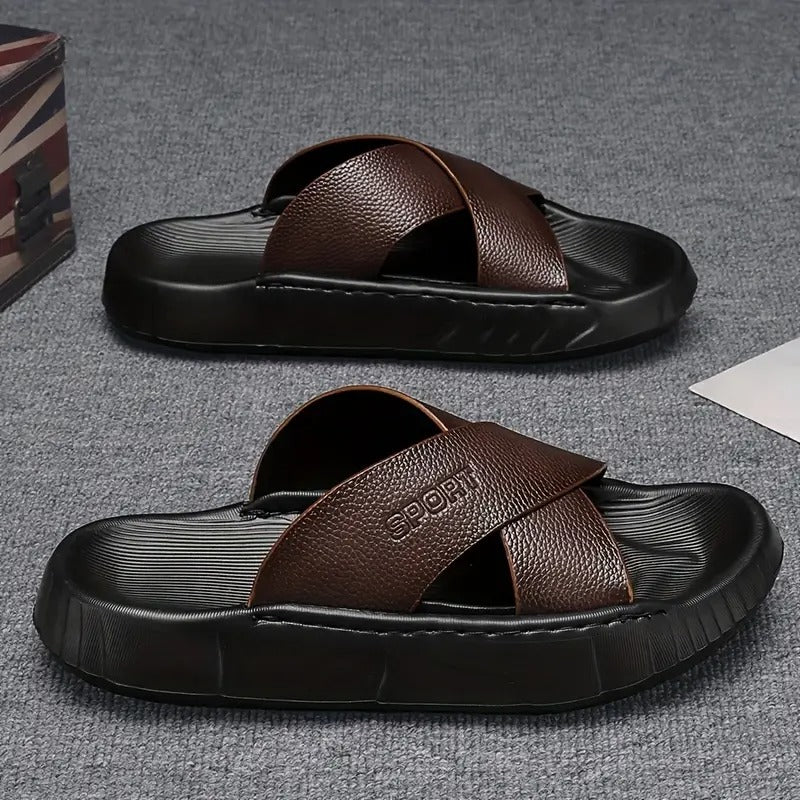 Men's Summer Slide Sandals - Casual Thick Sole Beach Slippers