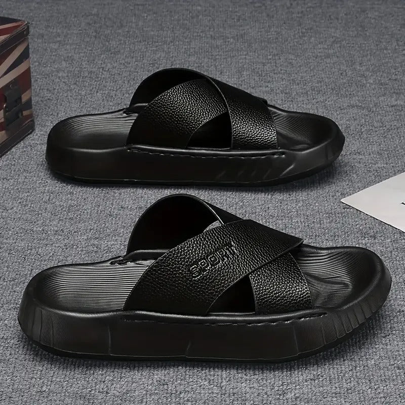 Men's Summer Slide Sandals - Casual Thick Sole Beach Slippers