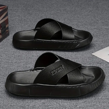 Men's Summer Slide Sandals - Casual Thick Sole Beach Slippers