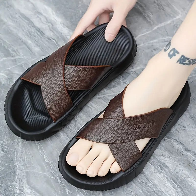 Men's Summer Slide Sandals - Casual Thick Sole Beach Slippers