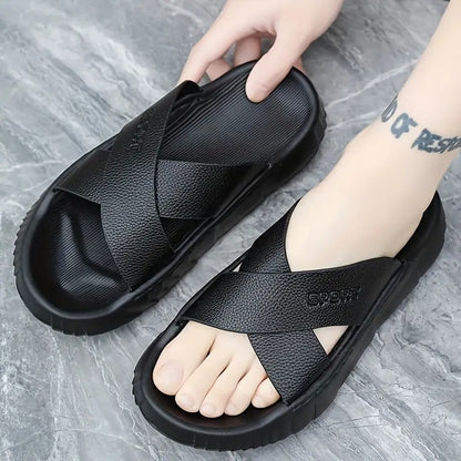 Men's Summer Slide Sandals - Casual Thick Sole Beach Slippers