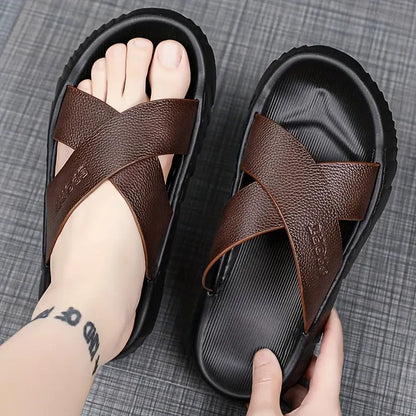 Men's Summer Slide Sandals - Casual Thick Sole Beach Slippers