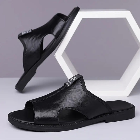 Summer New Casual Men'S Microfiber Slip-On Sandals, Breathable, Lightweight, Open Toe, All-Season, Hiking & Outdoor, Daily & Casual, Vacation