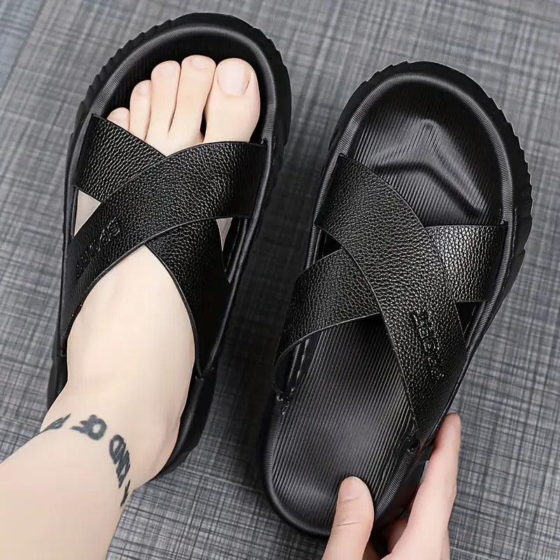 Men's Summer Slide Sandals - Casual Thick Sole Beach Slippers