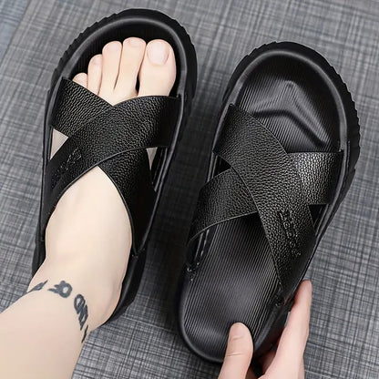 Men's Summer Slide Sandals - Casual Thick Sole Beach Slippers
