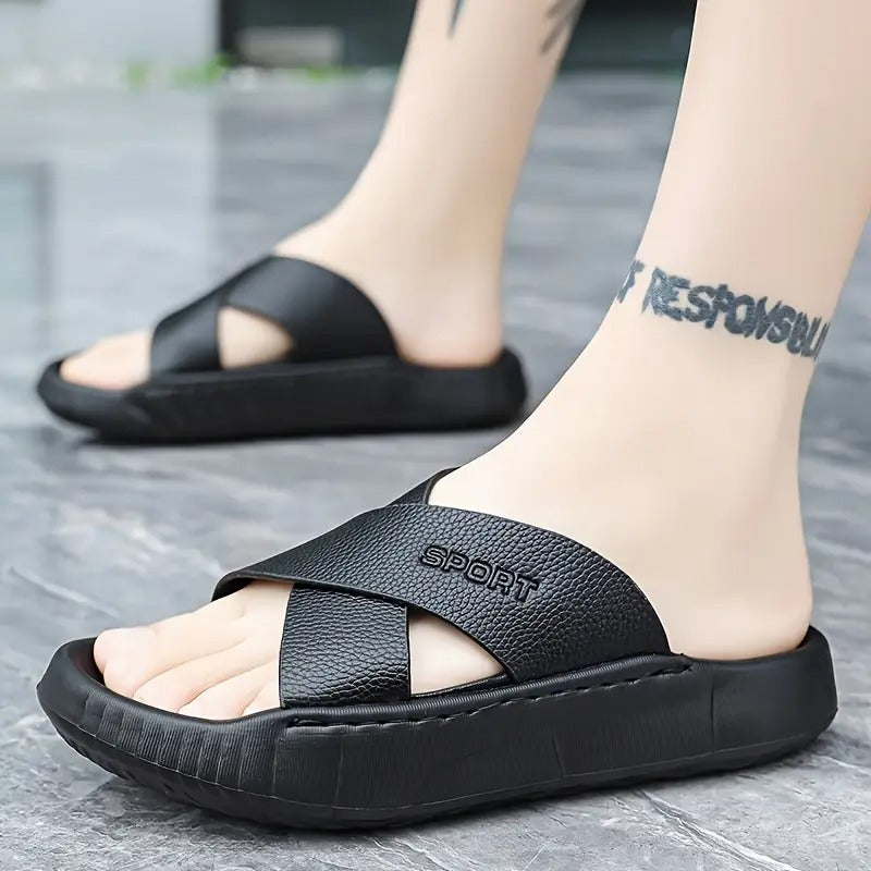 Men's Summer Slide Sandals - Casual Thick Sole Beach Slippers
