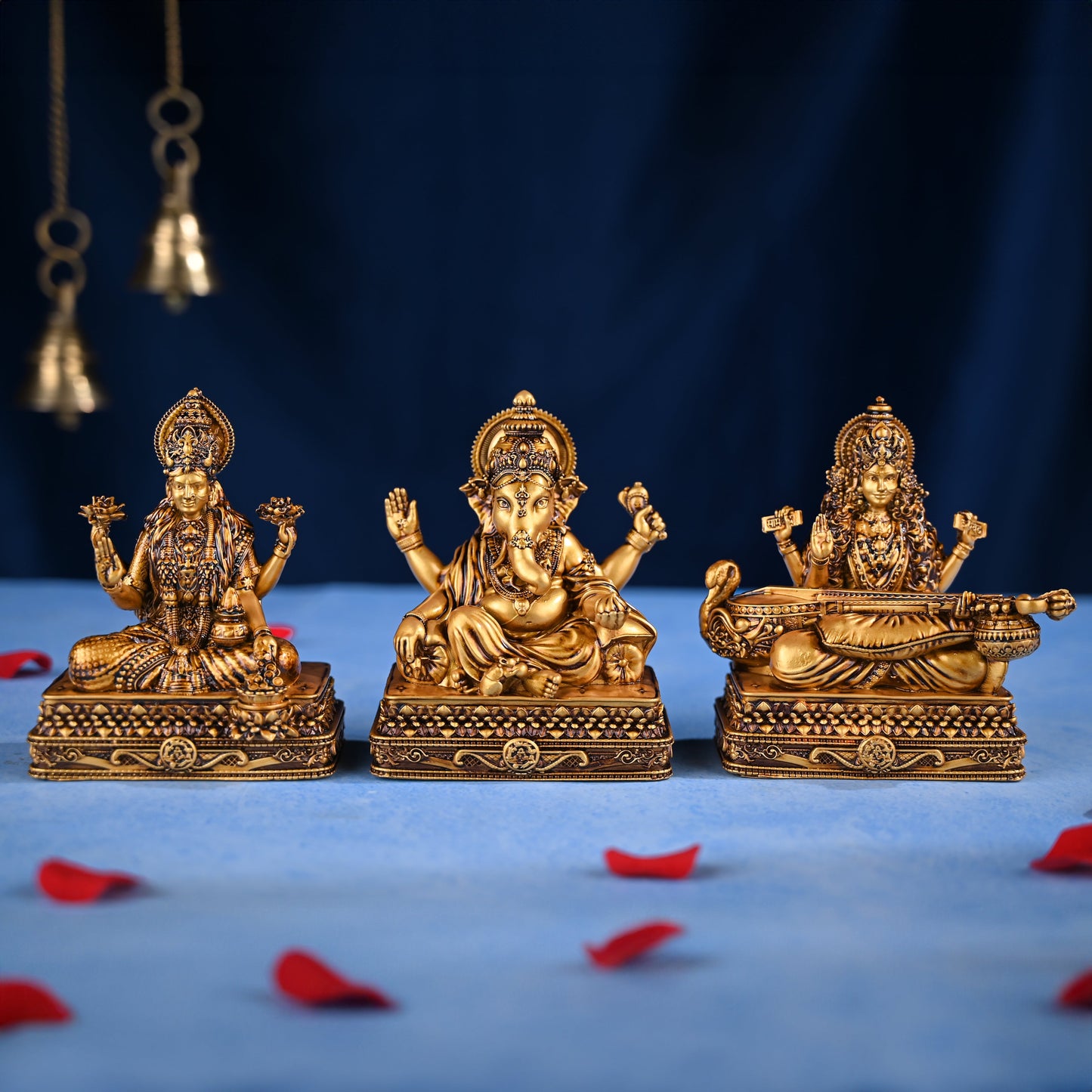 Shree Lakshmi Saraswati Ganesha Murti (Chowki)