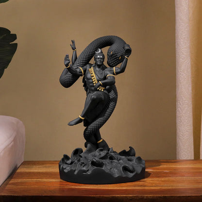 Mystical Shiva in Black with Golden Ornaments – 12 Inches