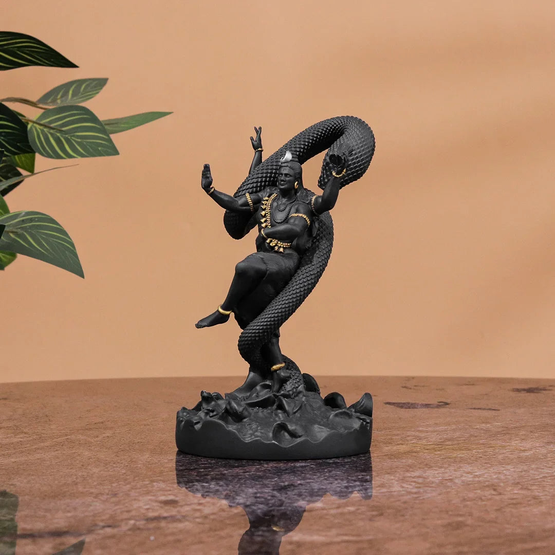 Mystical Shiva in Black with Golden Ornaments – 12 Inches