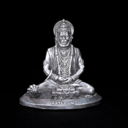 Meditating Hanumanji Pure Silver