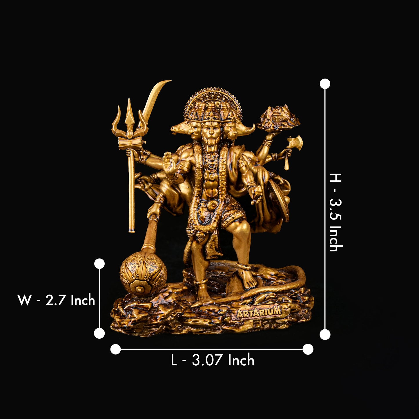 Standing Panchmukhi Hanuman Car Dashboard Idol