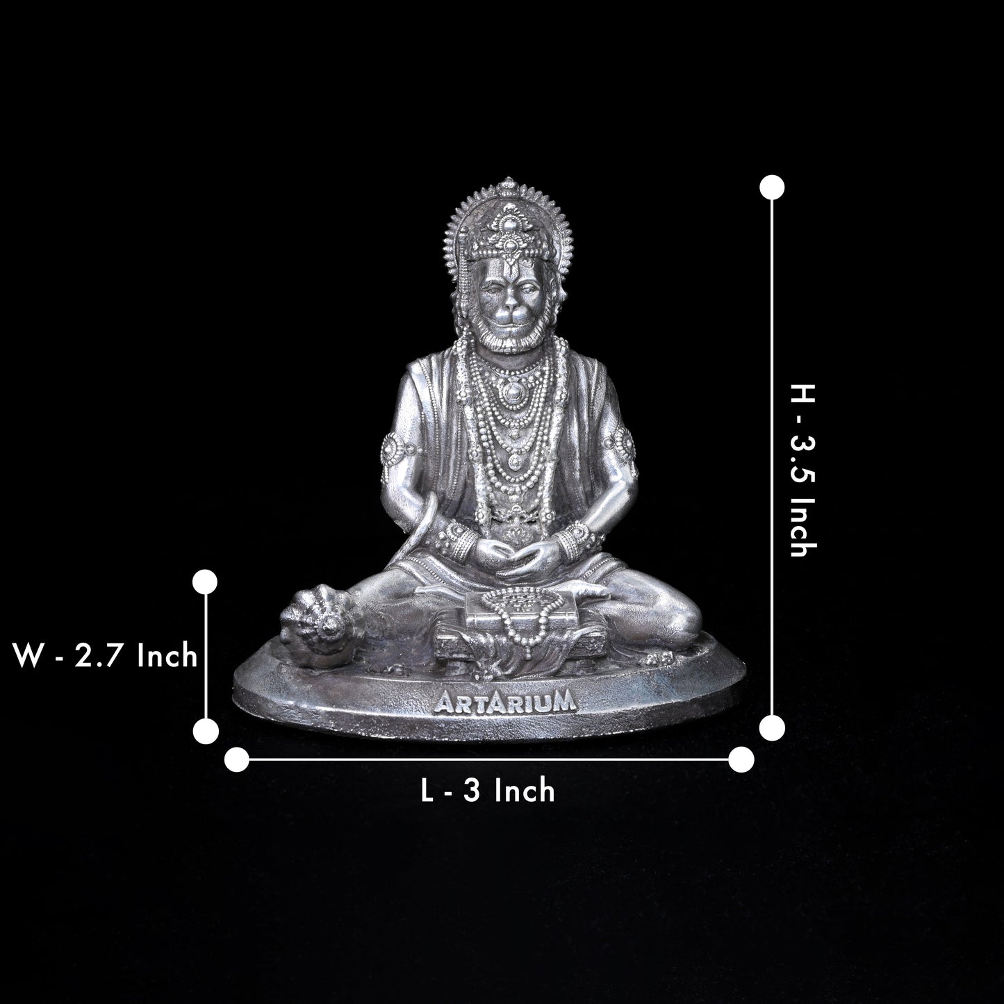 Meditating Hanumanji Pure Silver